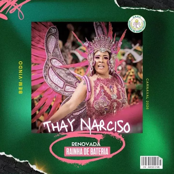 Thay Narciso renova como rainha de bateria da Praiana no carnaval de Poá